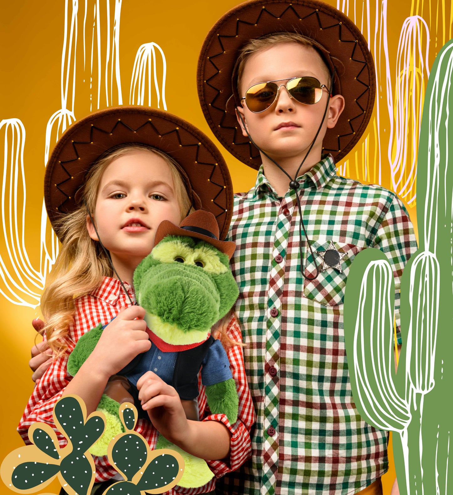 SUPER-SOFT PLUSH - SITTING GREEN ALLIGATOR COWBOY DRESS UP