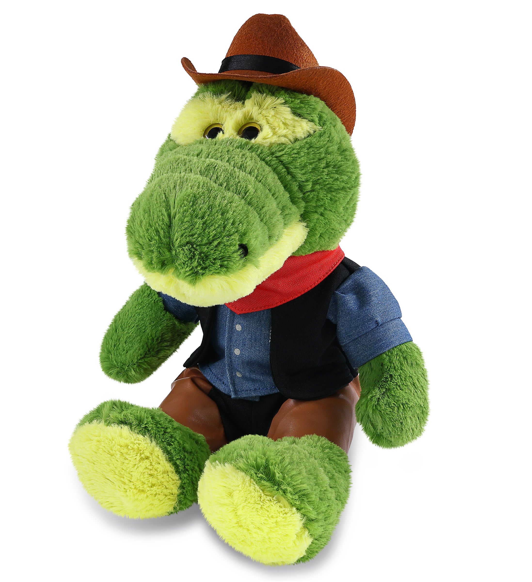 SUPER-SOFT PLUSH - SITTING GREEN ALLIGATOR COWBOY DRESS UP