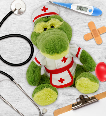 SUPER-SOFT PLUSH - SITTING GREEN ALLIGATOR NURSE DRESS UP