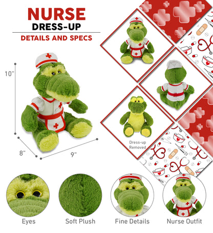 SUPER-SOFT PLUSH - SITTING GREEN ALLIGATOR NURSE DRESS UP