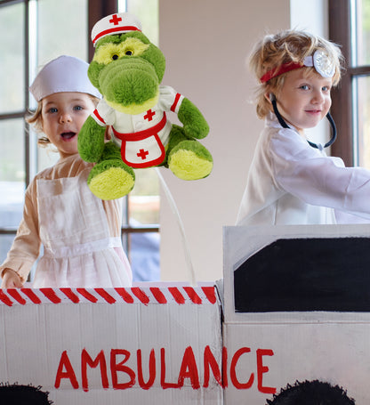 SUPER-SOFT PLUSH - SITTING GREEN ALLIGATOR NURSE DRESS UP