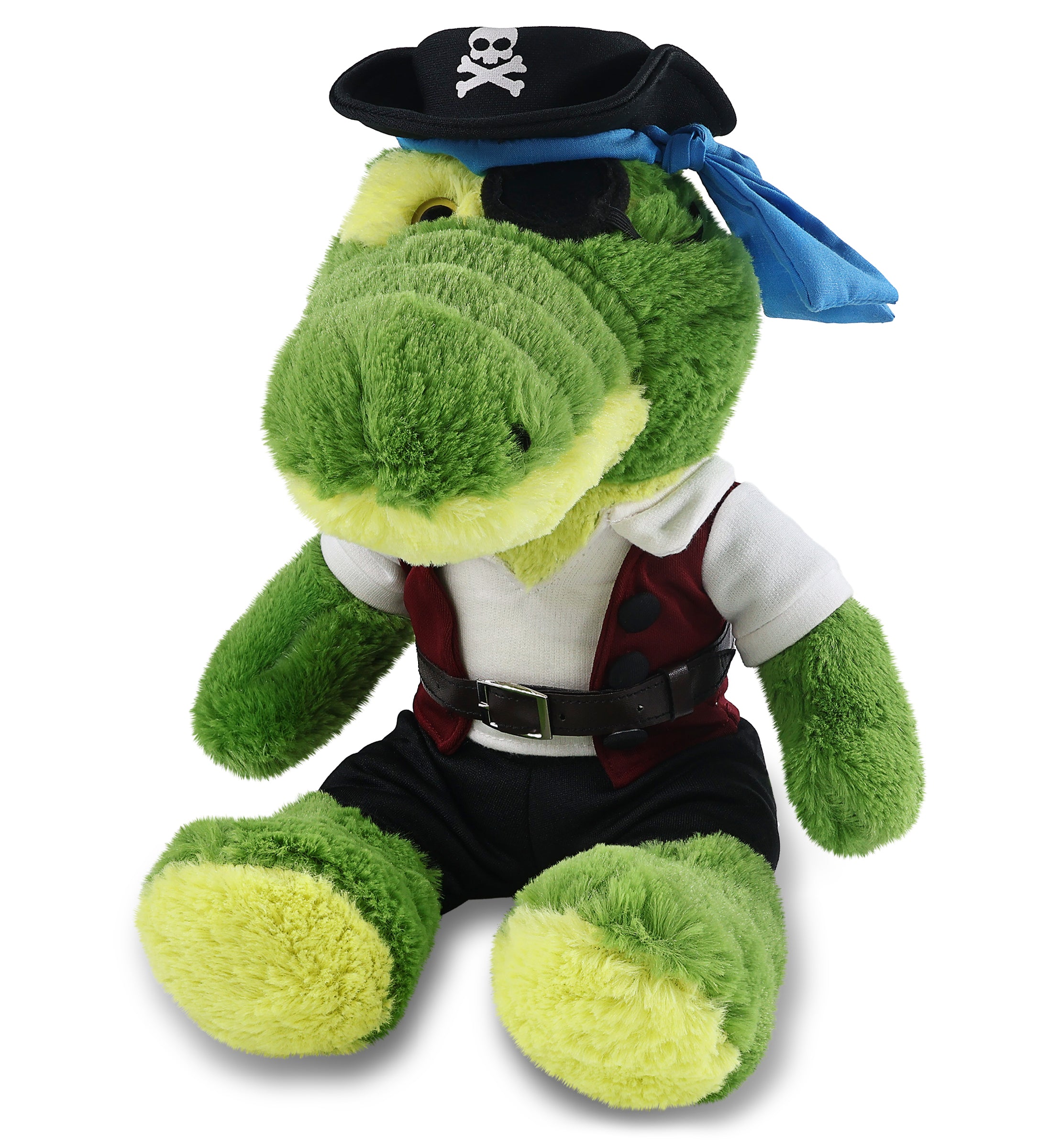 SUPER-SOFT PLUSH - SITTING GREEN ALLIGATOR WITH PIRATE DRESS UP