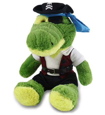 SUPER-SOFT PLUSH - SITTING GREEN ALLIGATOR WITH PIRATE DRESS UP