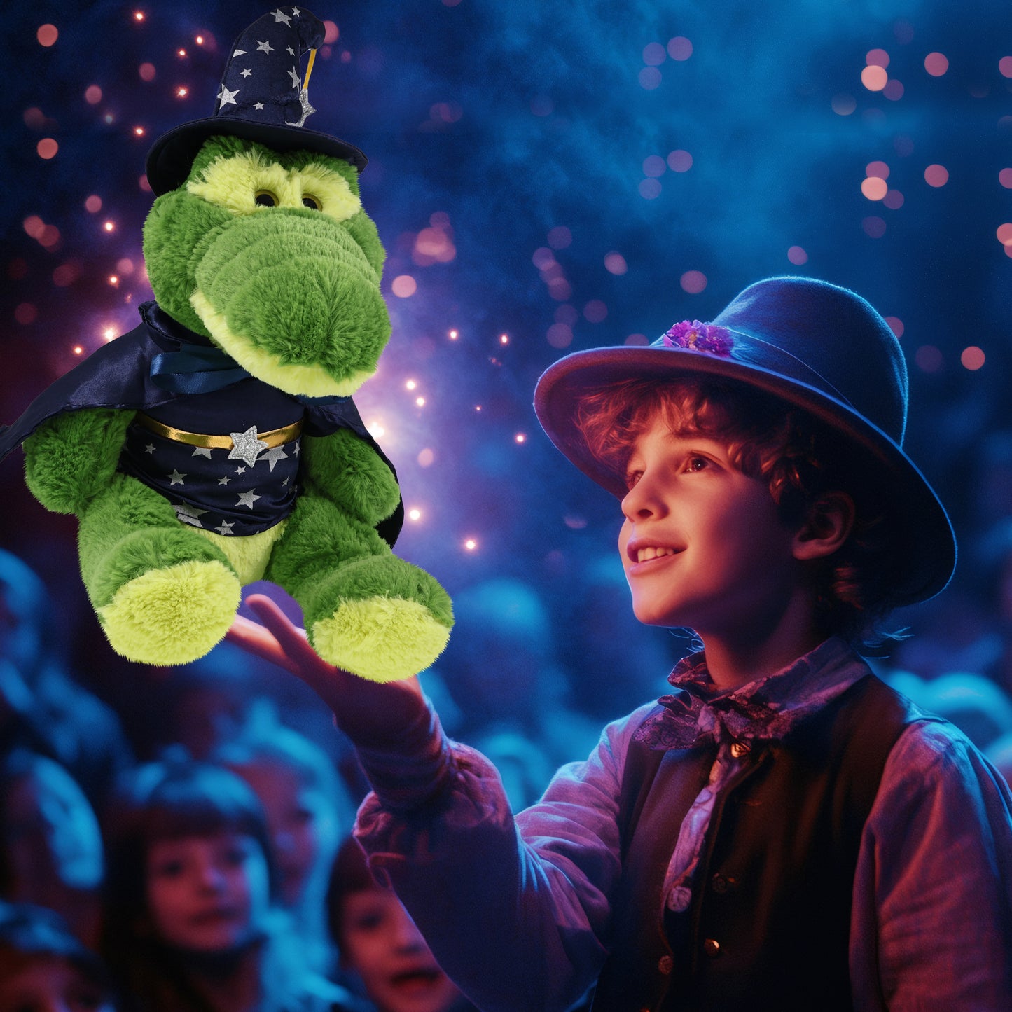 SUPER-SOFT PLUSH - SITTING GREEN ALLIGATOR WITH WIZARD DRESS UP