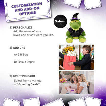 SUPER-SOFT PLUSH - SITTING GREEN ALLIGATOR WITH WITCH DRESS UP