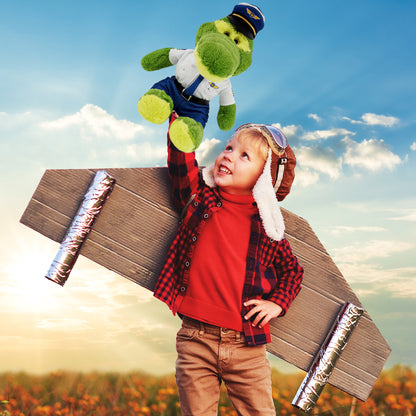 SUPER-SOFT PLUSH - SITTING GREEN ALLIGATOR WITH PILOT DRESS UP