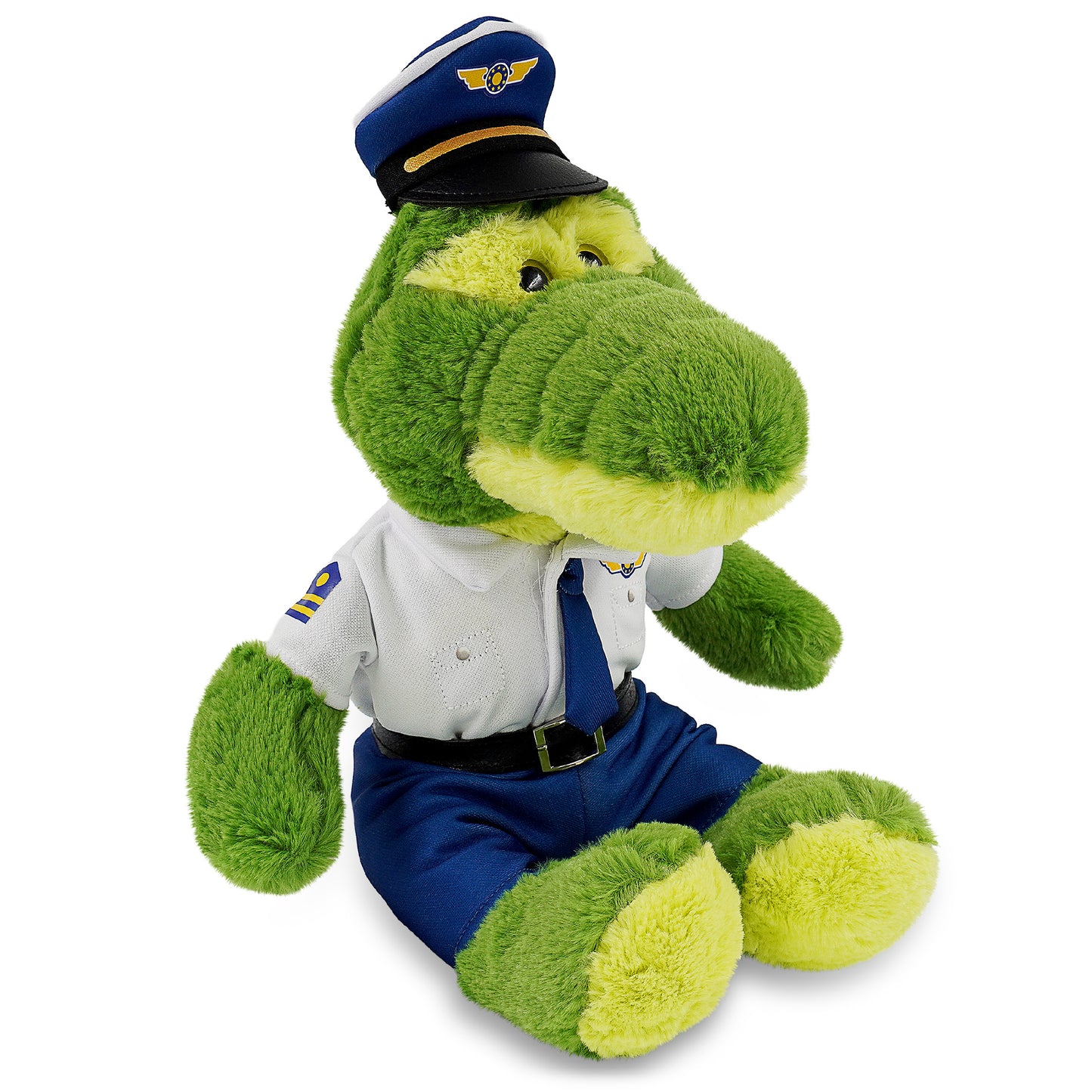 SUPER-SOFT PLUSH - SITTING GREEN ALLIGATOR WITH PILOT DRESS UP