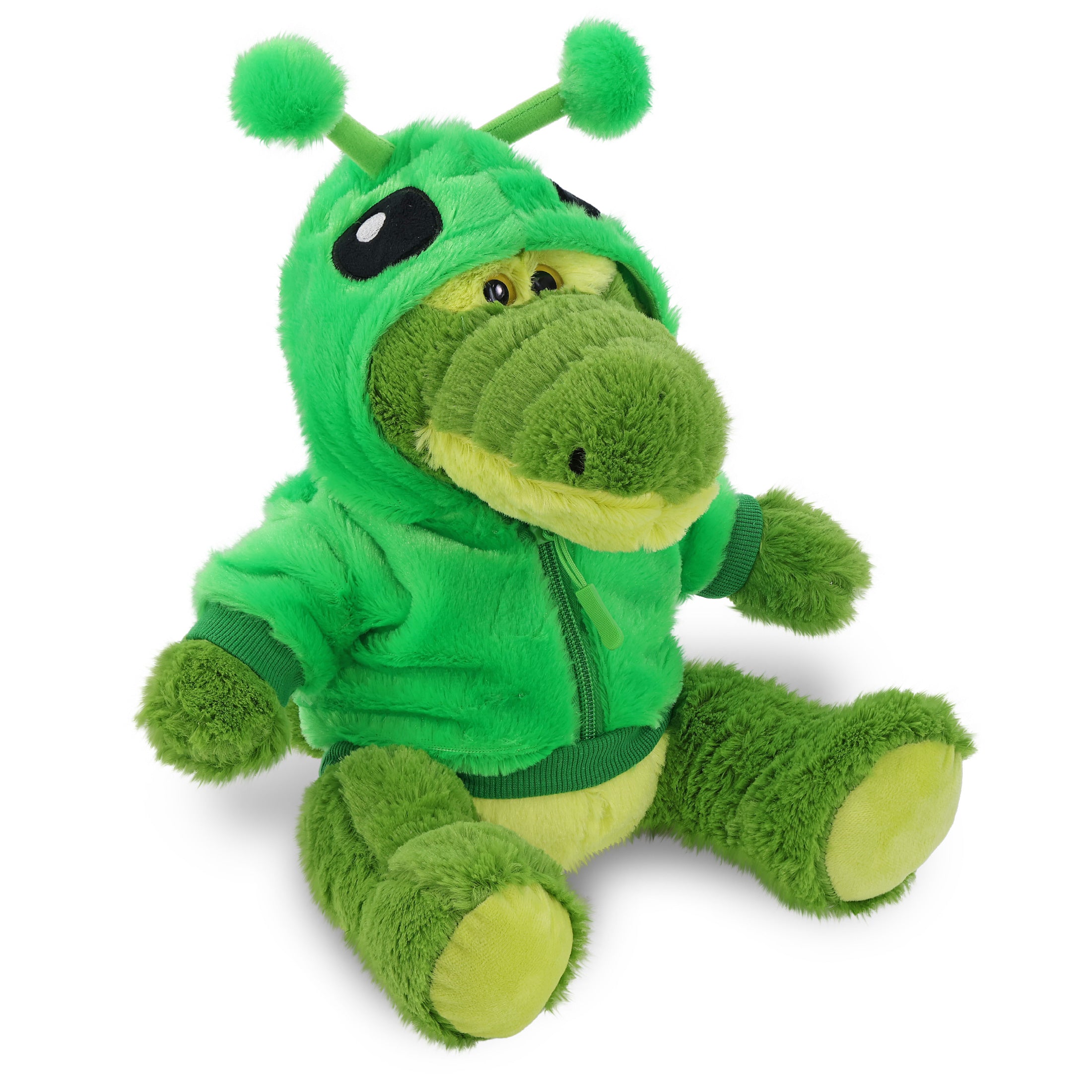 SUPER-SOFT PLUSH - SITTING GREEN ALLIGATOR WITH ALIEN SWEATER