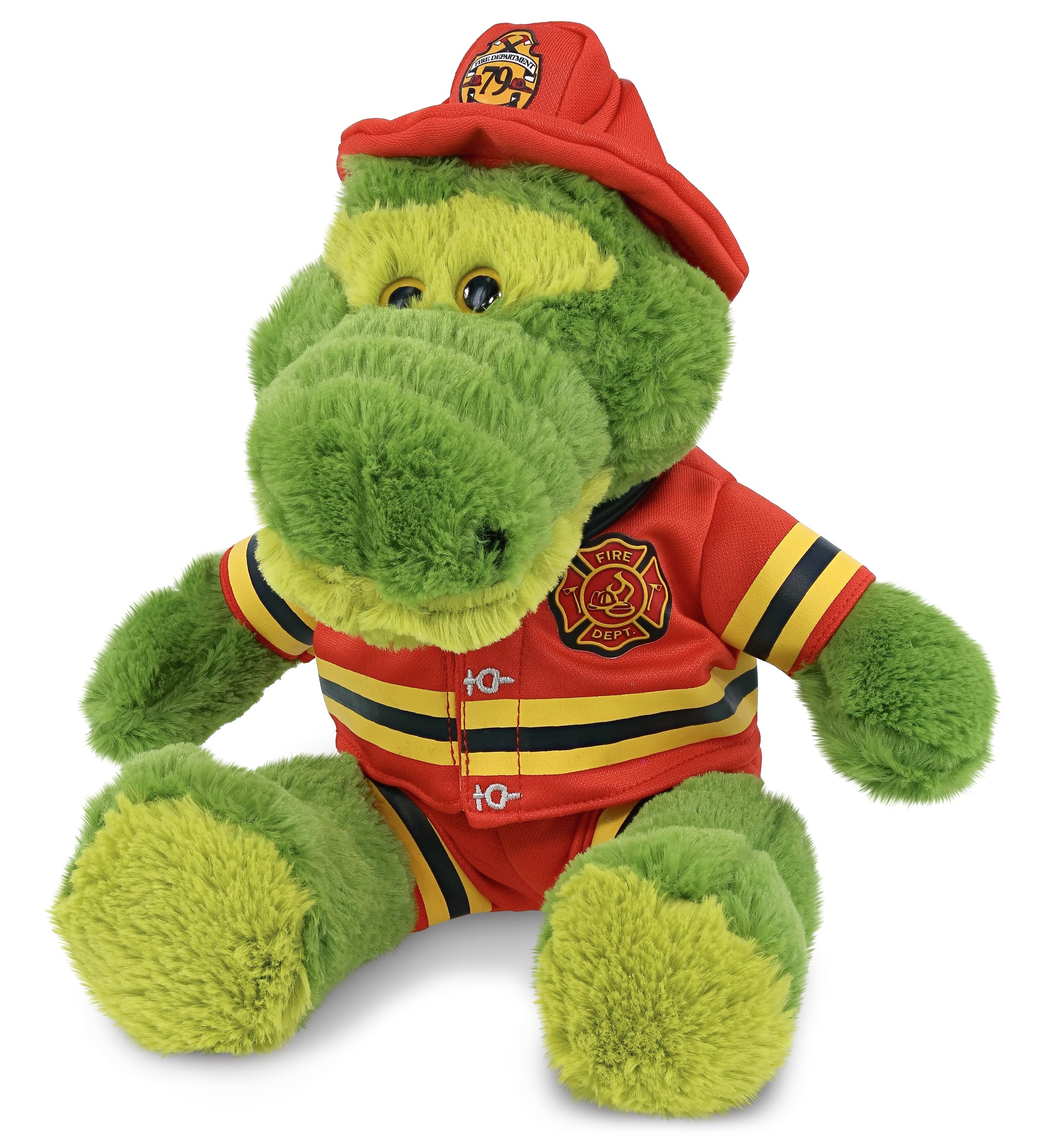 PLUSH FIREMAN - SUPER-SOFT PLUSH - SITTING GREEN ALLIGATOR