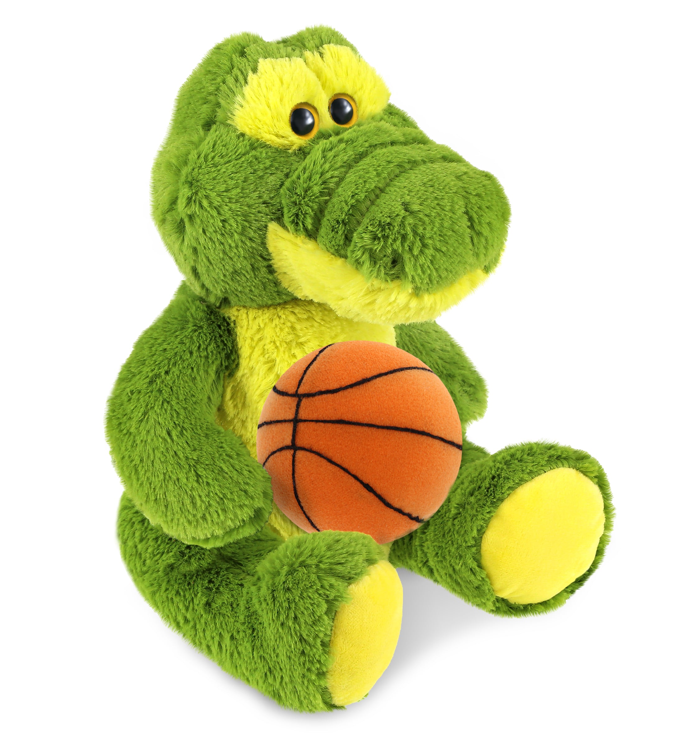 PLUSH BASKETBALL - SUPER-SOFT PLUSH - SITTING GREEN ALLIGATOR