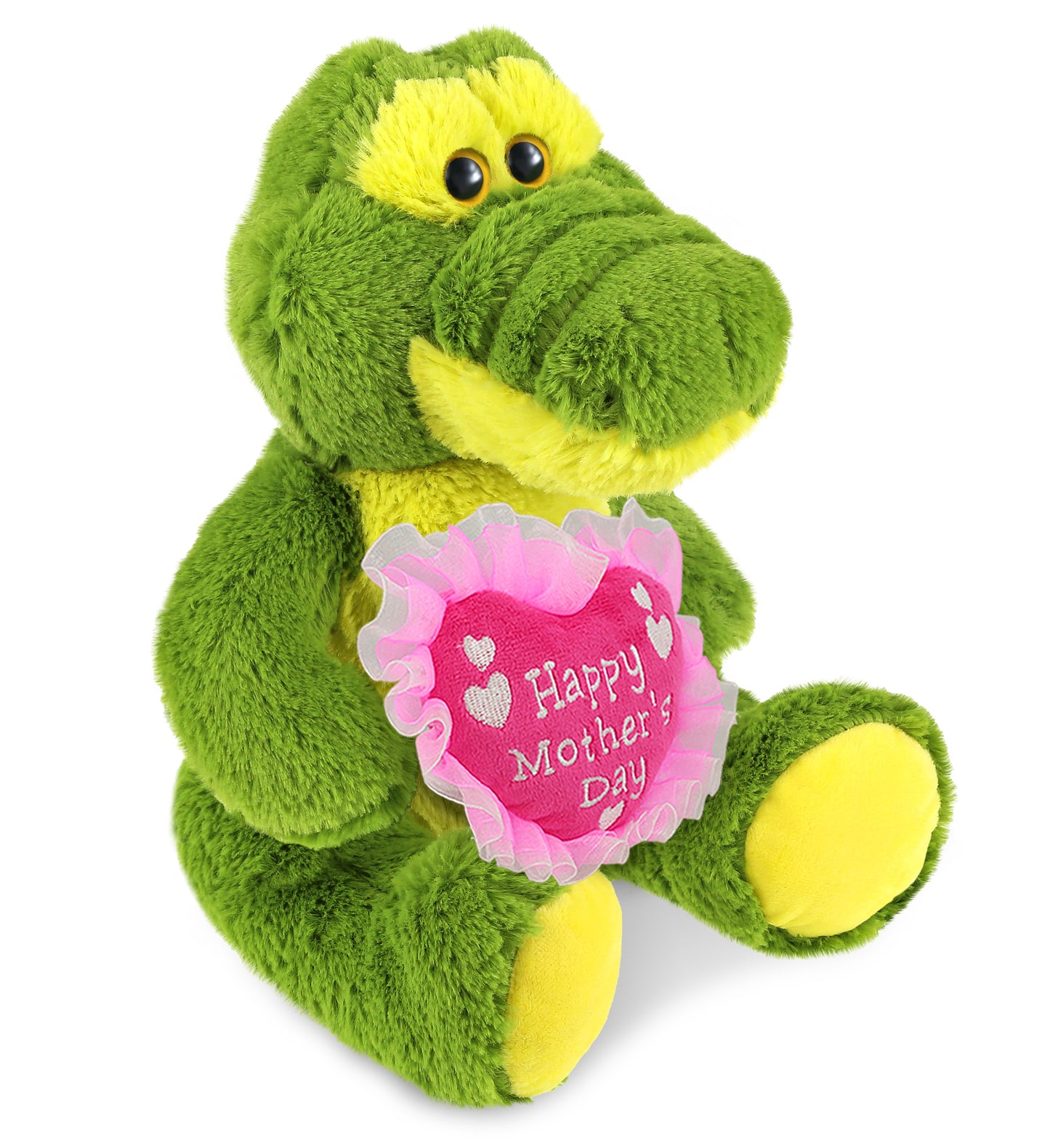 PLUSH MOTHERS DAY HEART - SUPER-SOFT PLUSH - SITTING GREEN ALLIGATOR