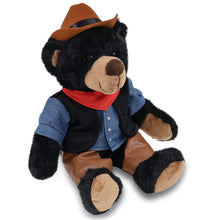 SUPER SOFT PLUSH WITH RED PLAID HOODIE - BLACK BEAR COWBOY DRESS UP
