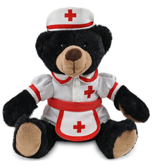 SUPER SOFT PLUSH WITH RED PLAID HOODIE - BLACK BEAR With NURSE Dress-Up