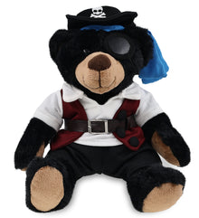 SUPER SOFT PLUSH WITH RED PLAID HOODIE - BLACK BEAR PIRATE DRESS UP