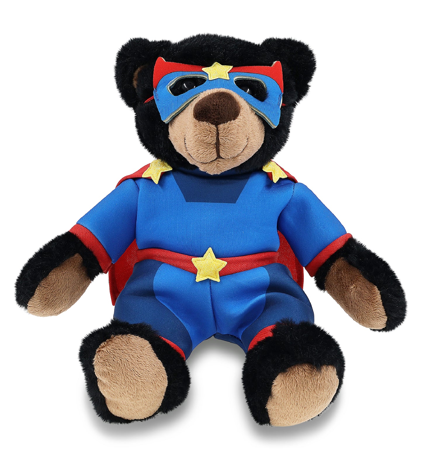 SUPER SOFT PLUSH WITH RED PLAID HOODIE - BLACK BEAR SUPER HERO