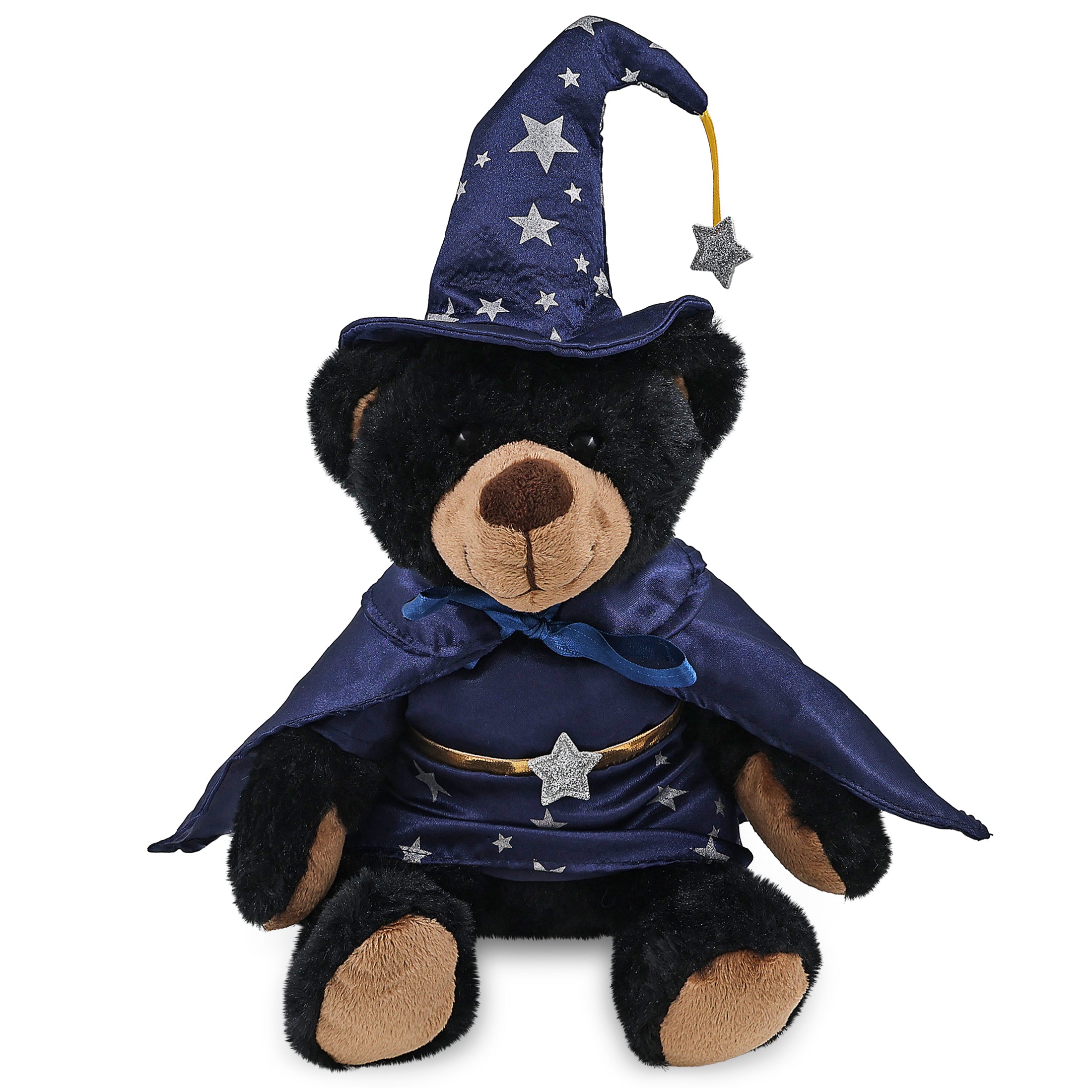 SUPER SOFT PLUSH WITH RED PLAID HOODIE - BLACK BEAR WITH WIZARD DRESS UP