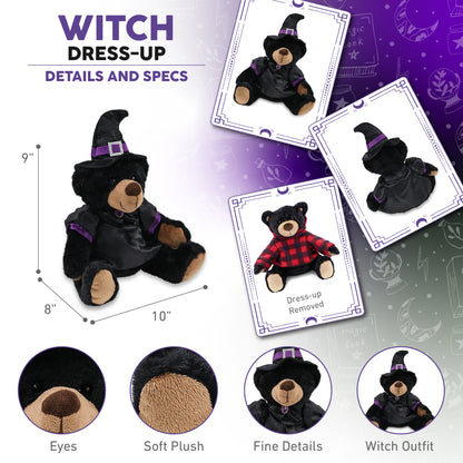 SUPER SOFT PLUSH WITH RED PLAID HOODIE - BLACK BEAR WITCH