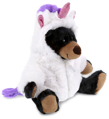 PLUSH UNICORN - SUPER SOFT PLUSH WITH RED PLAID HOODIE - BLACK BEAR