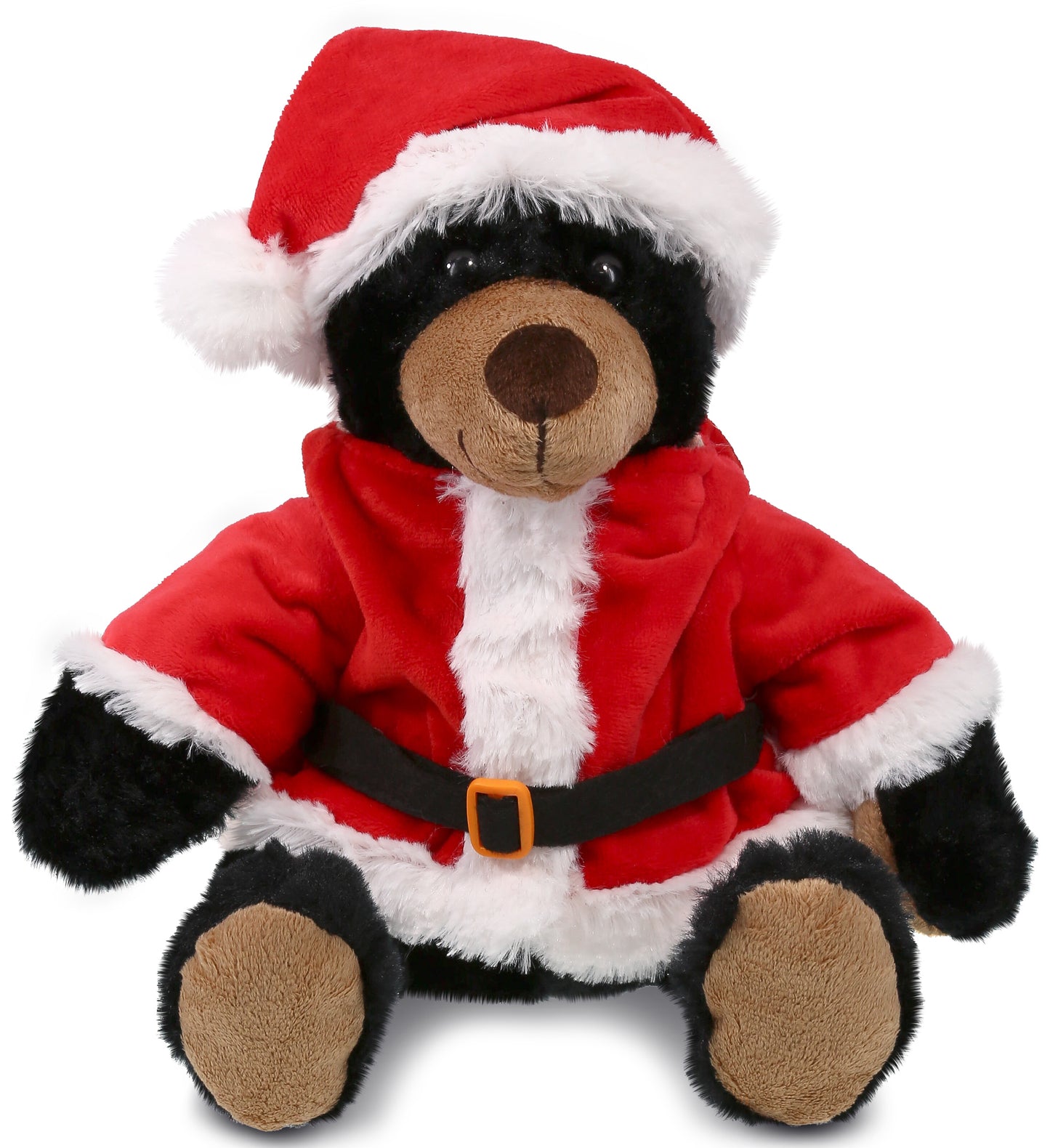 PLUSH SANTA - SUPER SOFT PLUSH WITH RED PLAID HOODIE - BLACK BEAR
