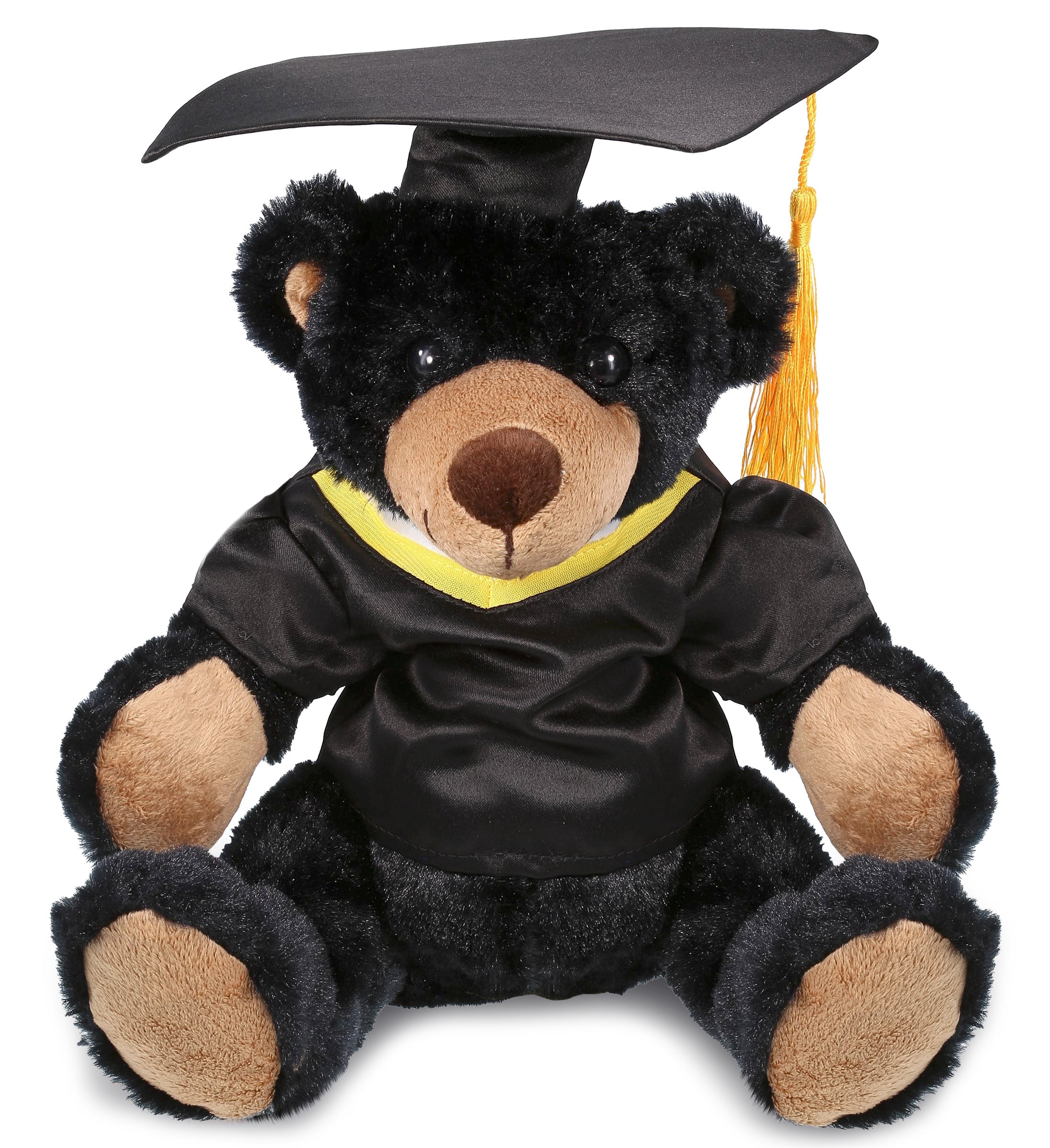 PLUSH GRADUATION - SUPER SOFT PLUSH WITH RED PLAID HOODIE - BLACK BEAR