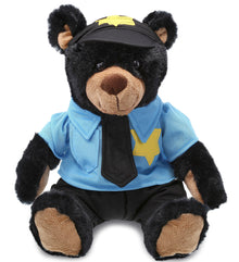 PLUSH POLICE - SUPER SOFT PLUSH WITH RED PLAID HOODIE - BLACK BEAR
