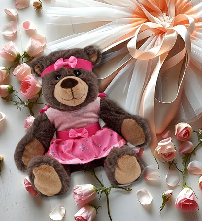 SUPER SOFT PLUSH WITH RED PLAID HOODIE - BROWN BEAR Ballerina