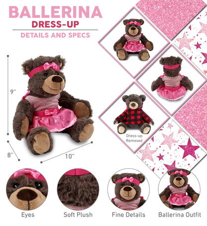 SUPER SOFT PLUSH WITH RED PLAID HOODIE - BROWN BEAR Ballerina