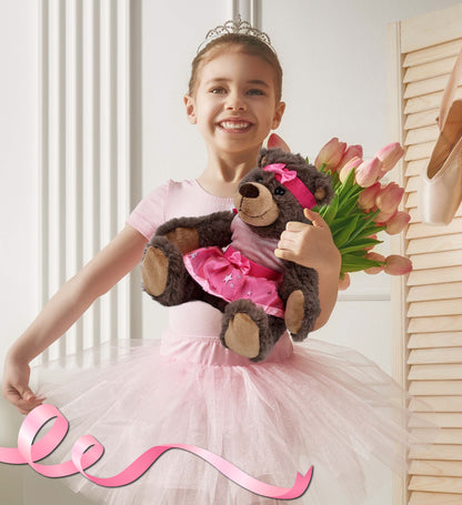 SUPER SOFT PLUSH WITH RED PLAID HOODIE - BROWN BEAR Ballerina