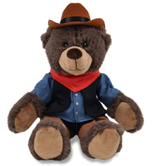 SUPER SOFT PLUSH WITH RED PLAID HOODIE - BROWN BEAR COWBOY DRESS UP