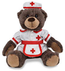 SUPER SOFT PLUSH WITH RED PLAID HOODIE - BROWN BEAR NURSE DRESS UP