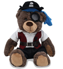 SUPER SOFT PLUSH WITH RED PLAID HOODIE - BROWN BEAR WITH PIRATE DRESS UP