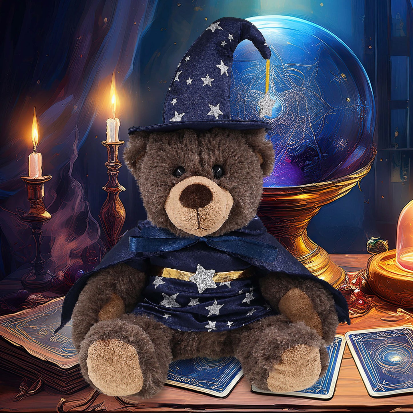 SUPER SOFT PLUSH WITH RED PLAID HOODIE - BROWN BEAR WITH WIZARD DRESS UP