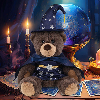 SUPER SOFT PLUSH WITH RED PLAID HOODIE - BROWN BEAR WITH WIZARD DRESS UP
