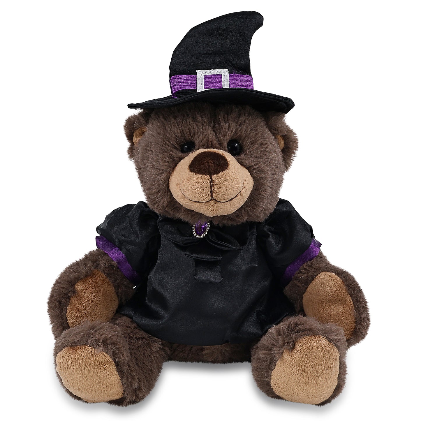 SUPER SOFT PLUSH WITH RED PLAID HOODIE - BROWN BEAR WITH WITCH DRESS UP