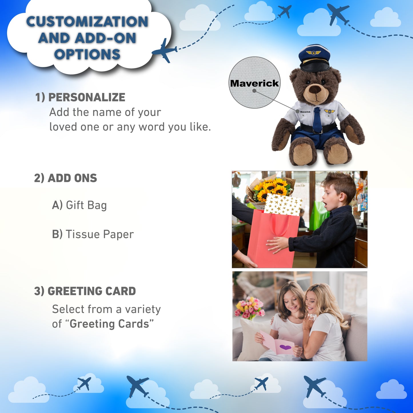 SUPER SOFT PLUSH WITH RED PLAID HOODIE - BROWN BEAR WITH PILOT DRESS UP