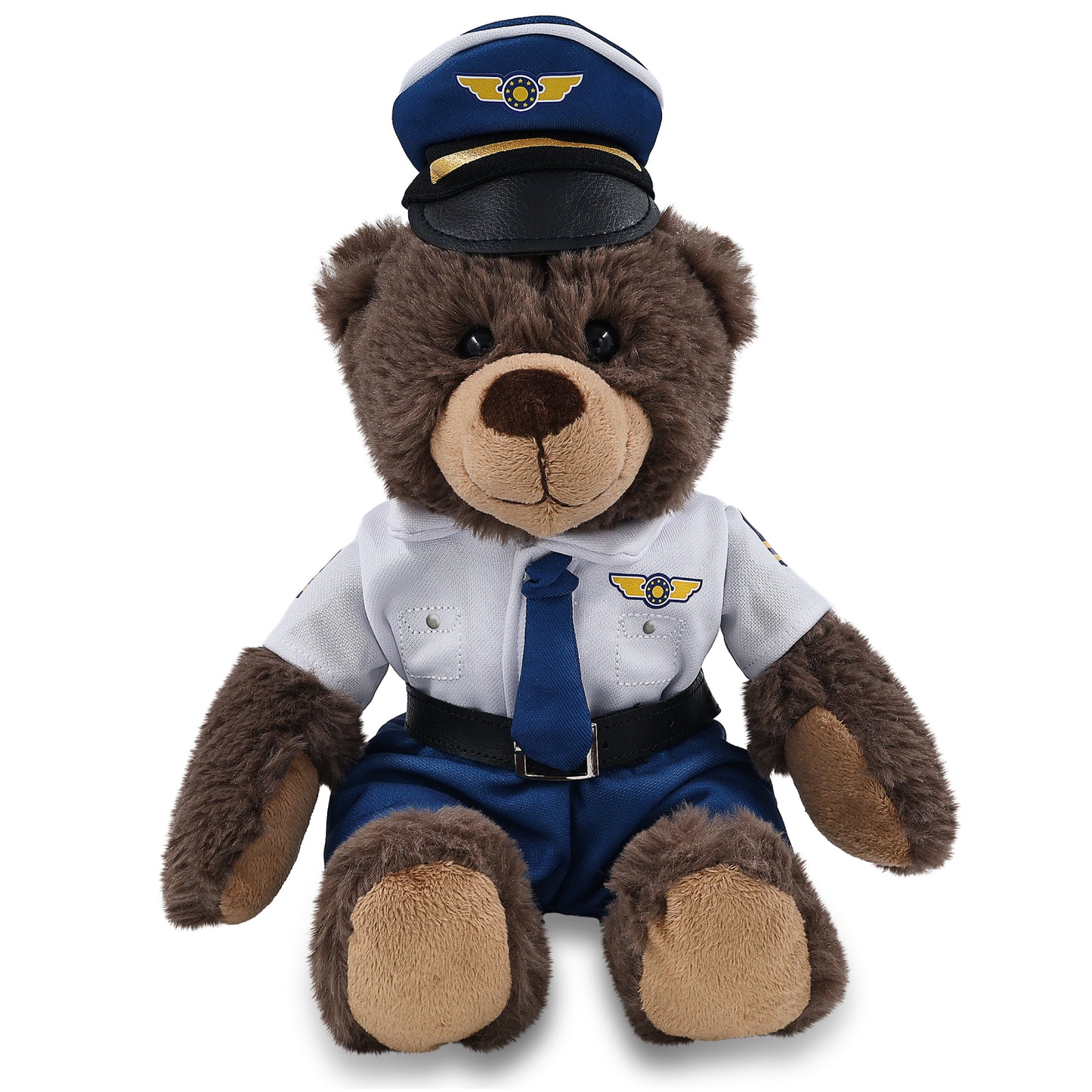 SUPER SOFT PLUSH WITH RED PLAID HOODIE - BROWN BEAR WITH PILOT DRESS UP