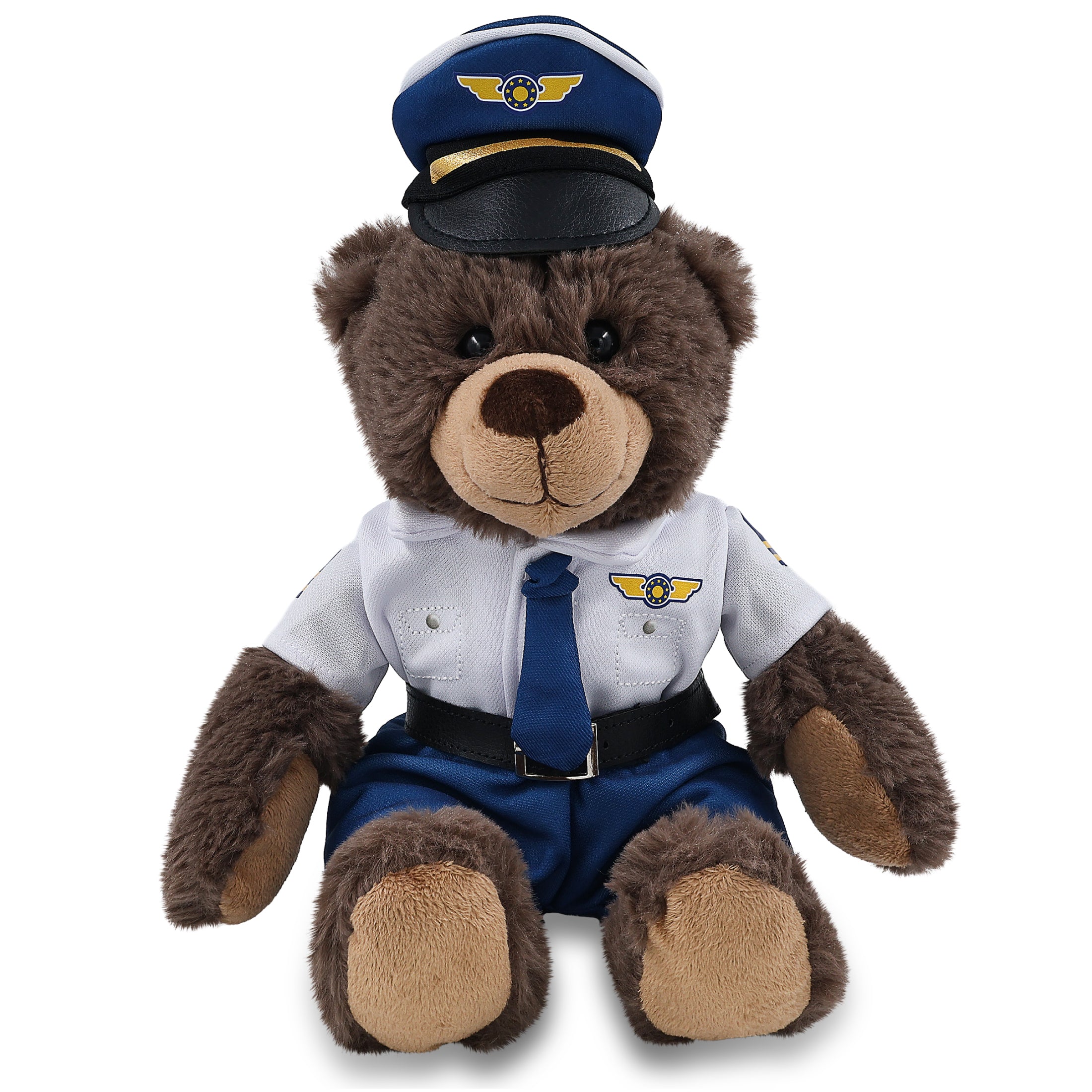 SUPER SOFT PLUSH WITH RED PLAID HOODIE - BROWN BEAR WITH PILOT DRESS UP