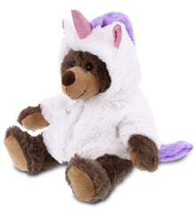 PLUSH UNICORN - SUPER SOFT PLUSH WITH RED PLAID HOODIE - BROWN BEAR