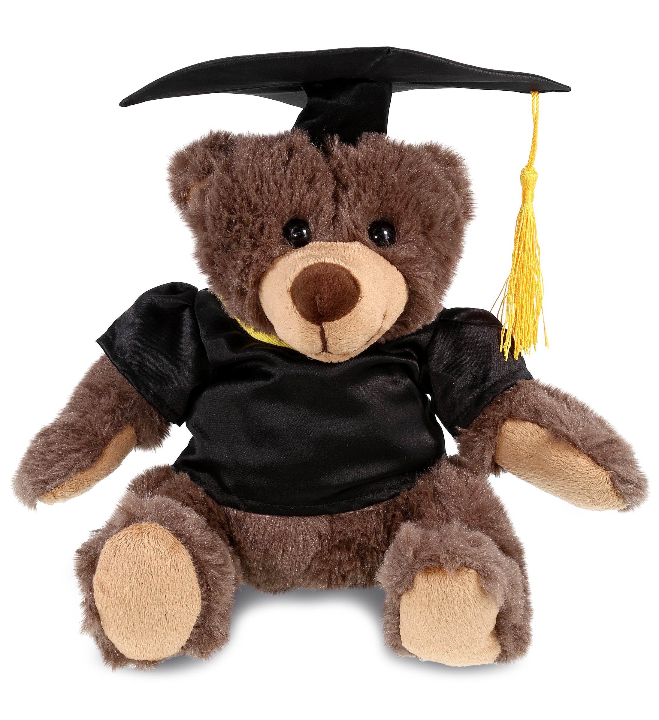 PLUSH GRADUATION - SUPER SOFT PLUSH WITH RED PLAID HOODIE - BROWN BEAR