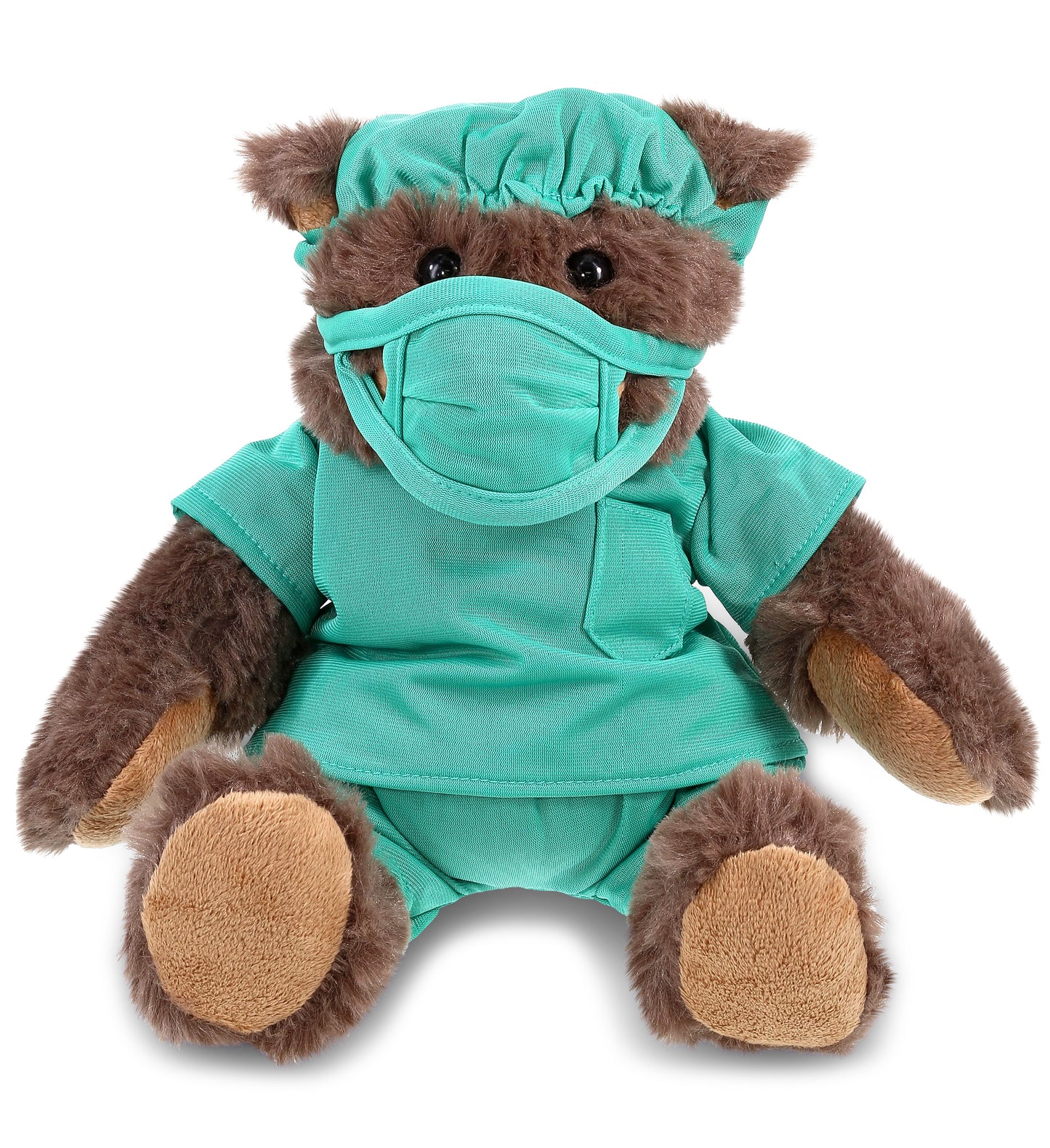 PLUSH DOCTOR - SUPER SOFT PLUSH WITH RED PLAID HOODIE - BROWN BEAR