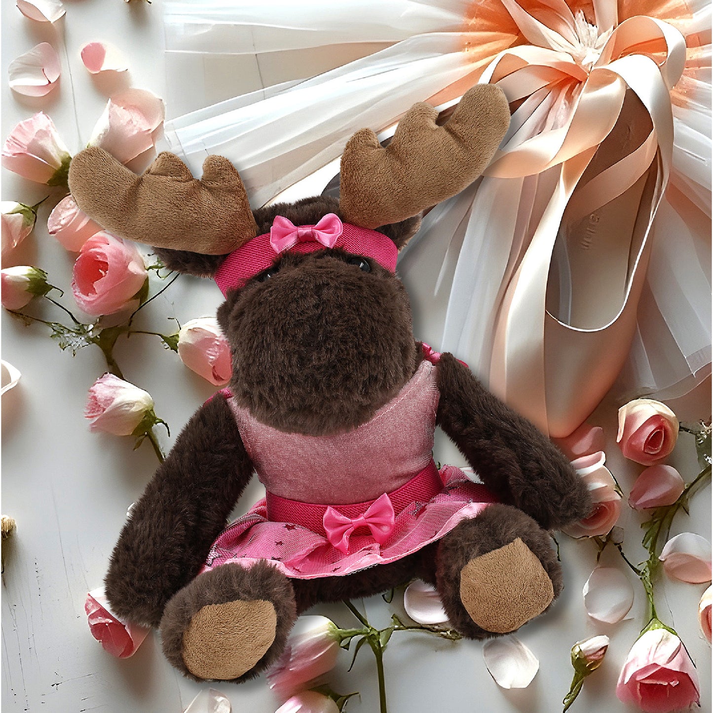 SUPER SOFT PLUSH WITH RED PLAID HOODIE - MOOSE BALLERINA