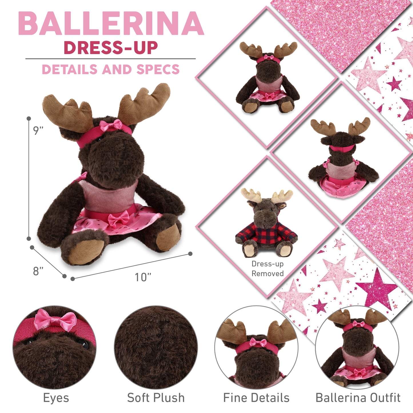 SUPER SOFT PLUSH WITH RED PLAID HOODIE - MOOSE BALLERINA