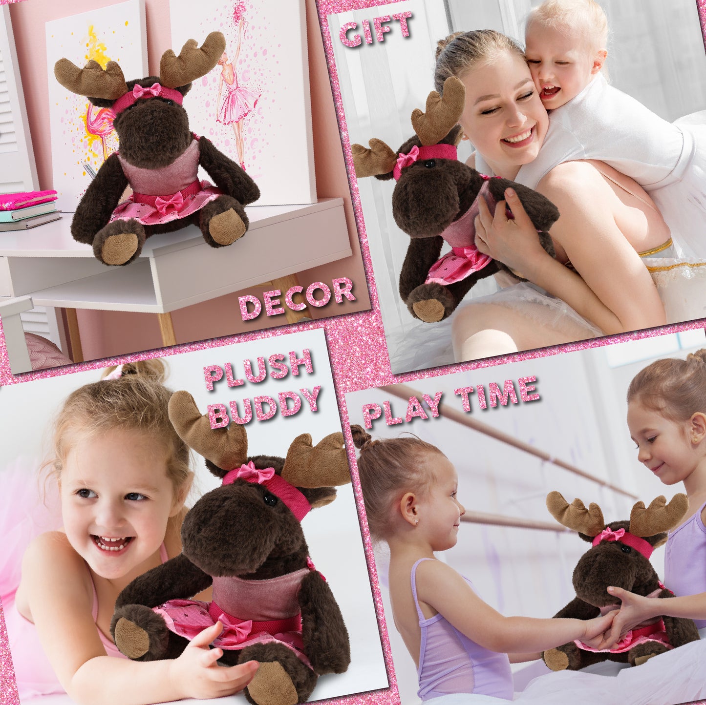 SUPER SOFT PLUSH WITH RED PLAID HOODIE - MOOSE BALLERINA