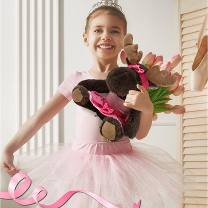 SUPER SOFT PLUSH WITH RED PLAID HOODIE - MOOSE BALLERINA