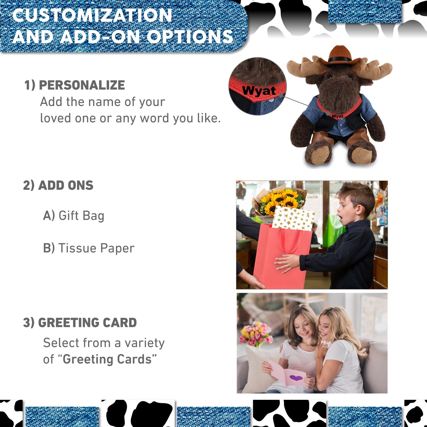 SUPER SOFT PLUSH WITH RED PLAID HOODIE - MOOSE COWBOY DRESS UP