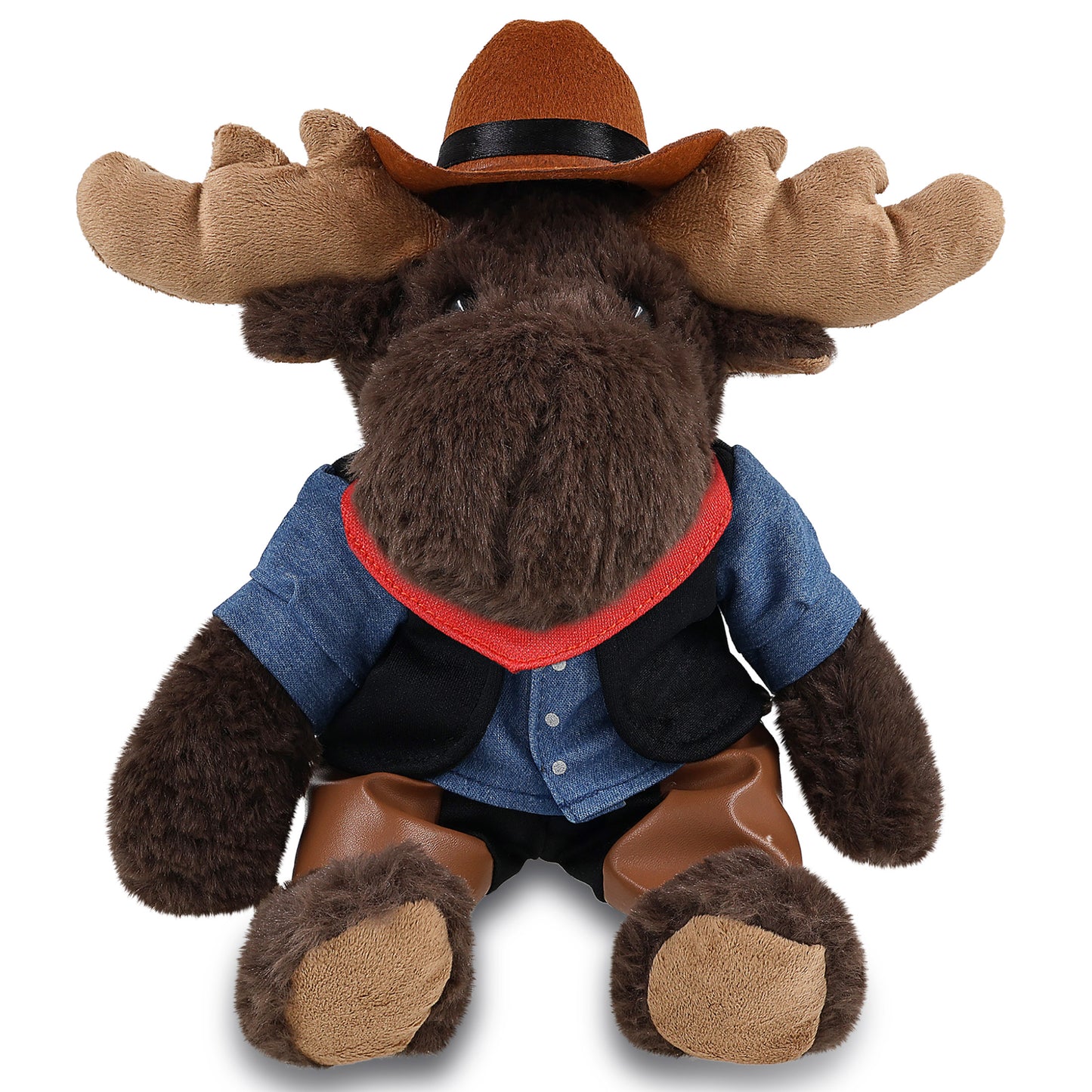SUPER SOFT PLUSH WITH RED PLAID HOODIE - MOOSE COWBOY DRESS UP