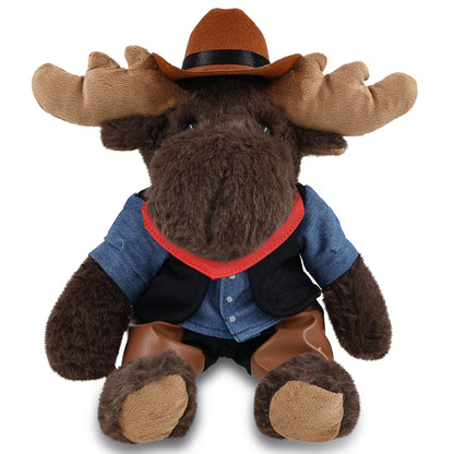 SUPER SOFT PLUSH WITH RED PLAID HOODIE - MOOSE COWBOY DRESS UP