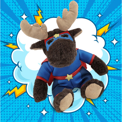 SUPER SOFT PLUSH WITH RED PLAID HOODIE - MOOSE SUPER HERO