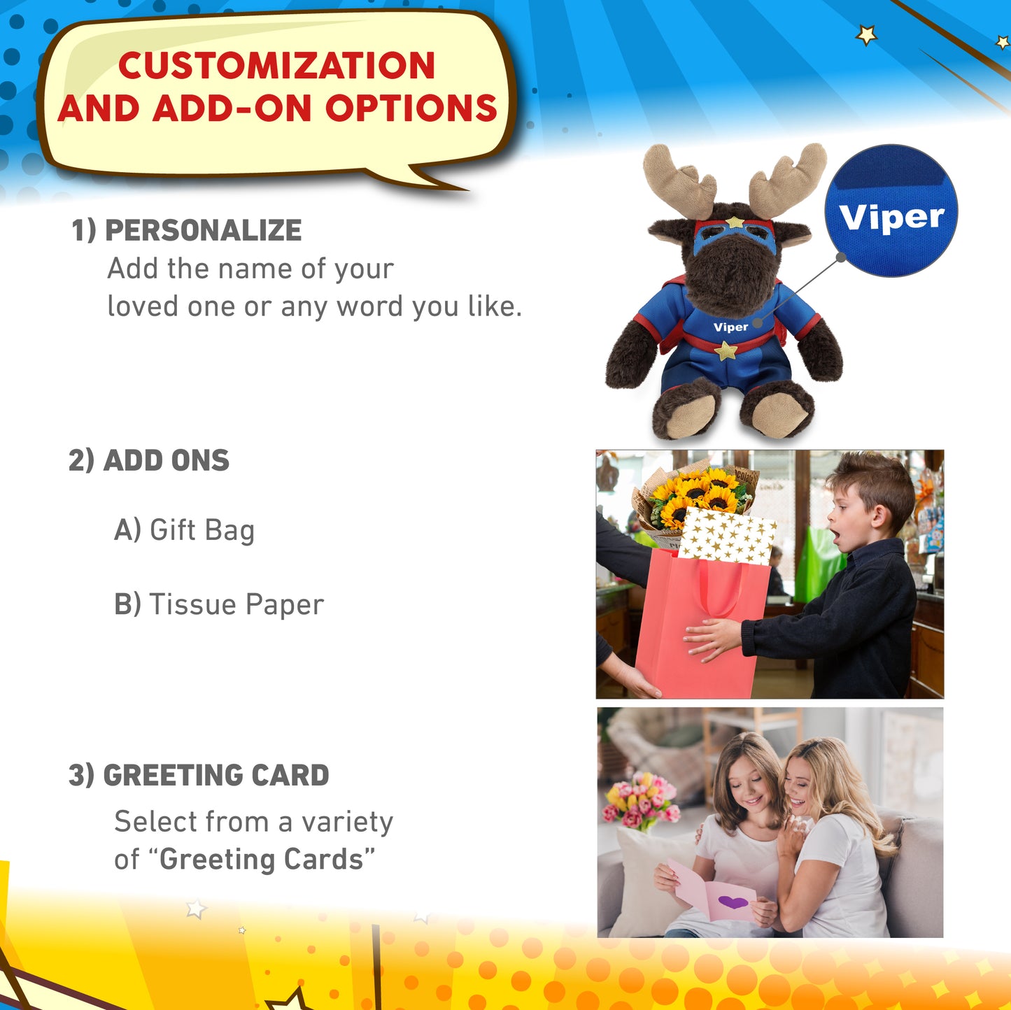 SUPER SOFT PLUSH WITH RED PLAID HOODIE - MOOSE SUPER HERO