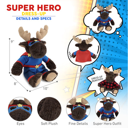 SUPER SOFT PLUSH WITH RED PLAID HOODIE - MOOSE SUPER HERO